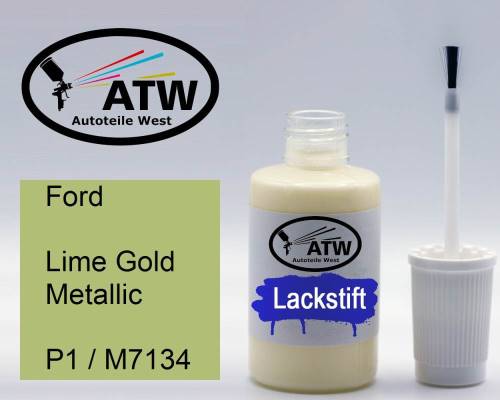 Ford, Lime Gold Metallic, P1 / M7134: 20ml Lackstift, von ATW Autoteile West.